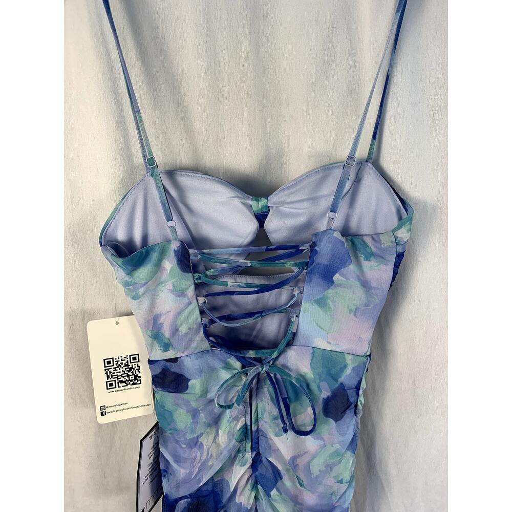 Emerald Sundae Juniors’ Corset Lace-Up-Back Dress – Blue Multi – XS – NWT - Picture 3 of 6